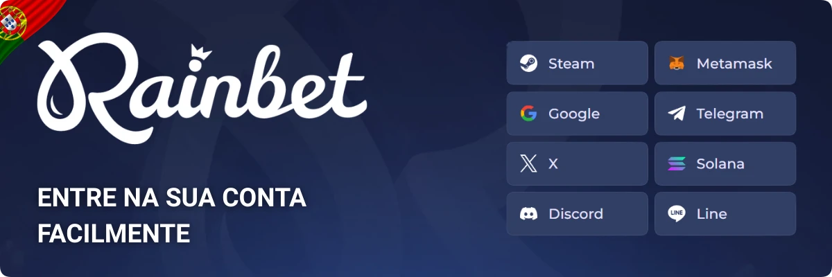 Página de login da Rainbet com campos de e-mail e palavra-passe para aceder à conta pessoal