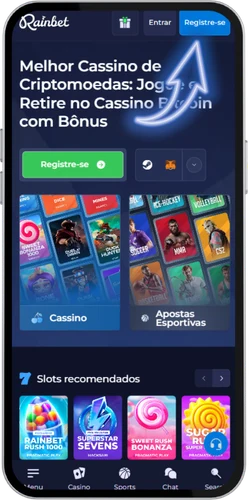 Página inicial da Rainbet com botão de registo destacado no canto superior direito